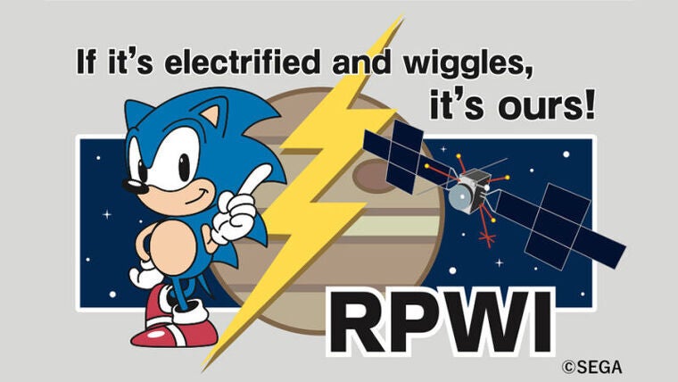L'emblema de la missió RPWI de la sonda JUICE, amb l'eriçó Sonic | SEGA
