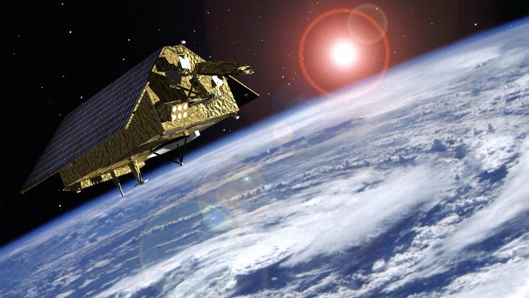 Representació artística d'un dels Sentinel 6 orbitant la Terra | Agència Espacial Europea