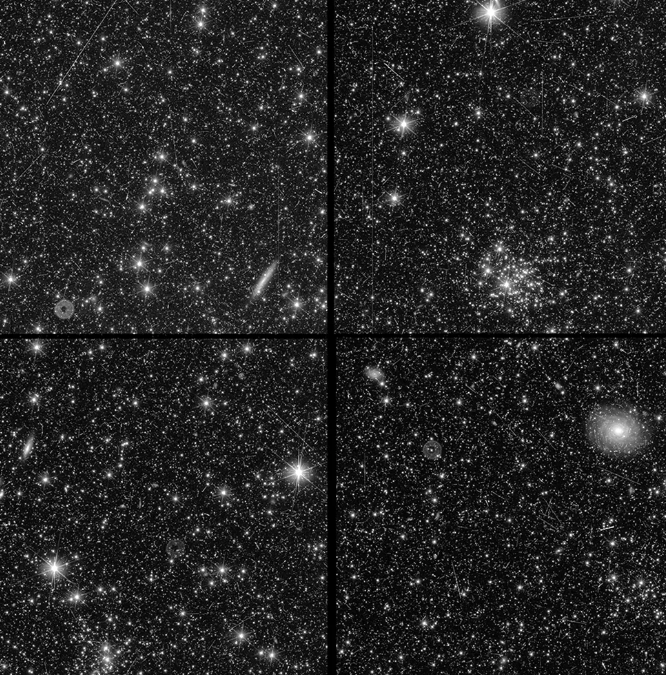 Gracias a la superposición se podrán eliminar las marcas de los rayos cósmicos a las imágenes de Euclides | ESA / NASA