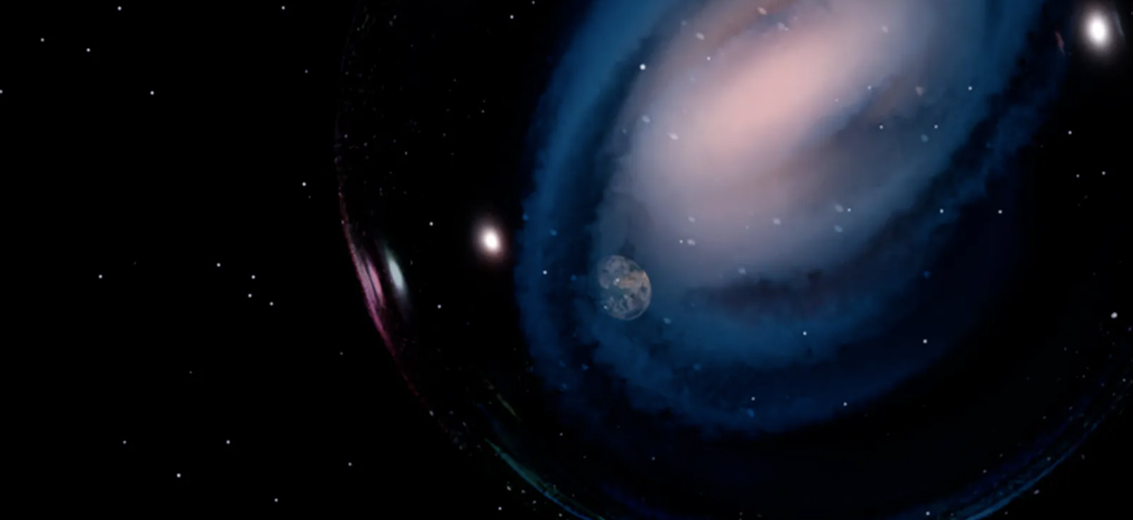 Recreació artística de la nova galàxia espiral descoberta, massa antiga com per poder existir segons els models actuals | Luca Constantin / UCR