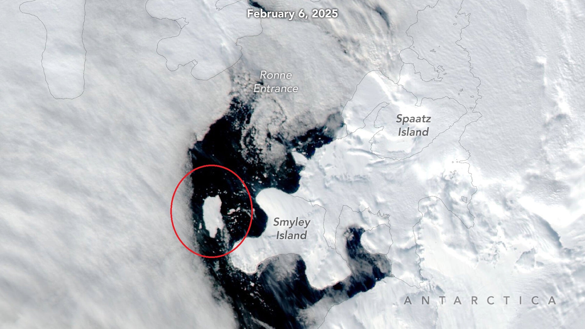 A-84, el nou iceberg gegant que s'ha desprès de l'Antàrtida | NASA Earth Observatory