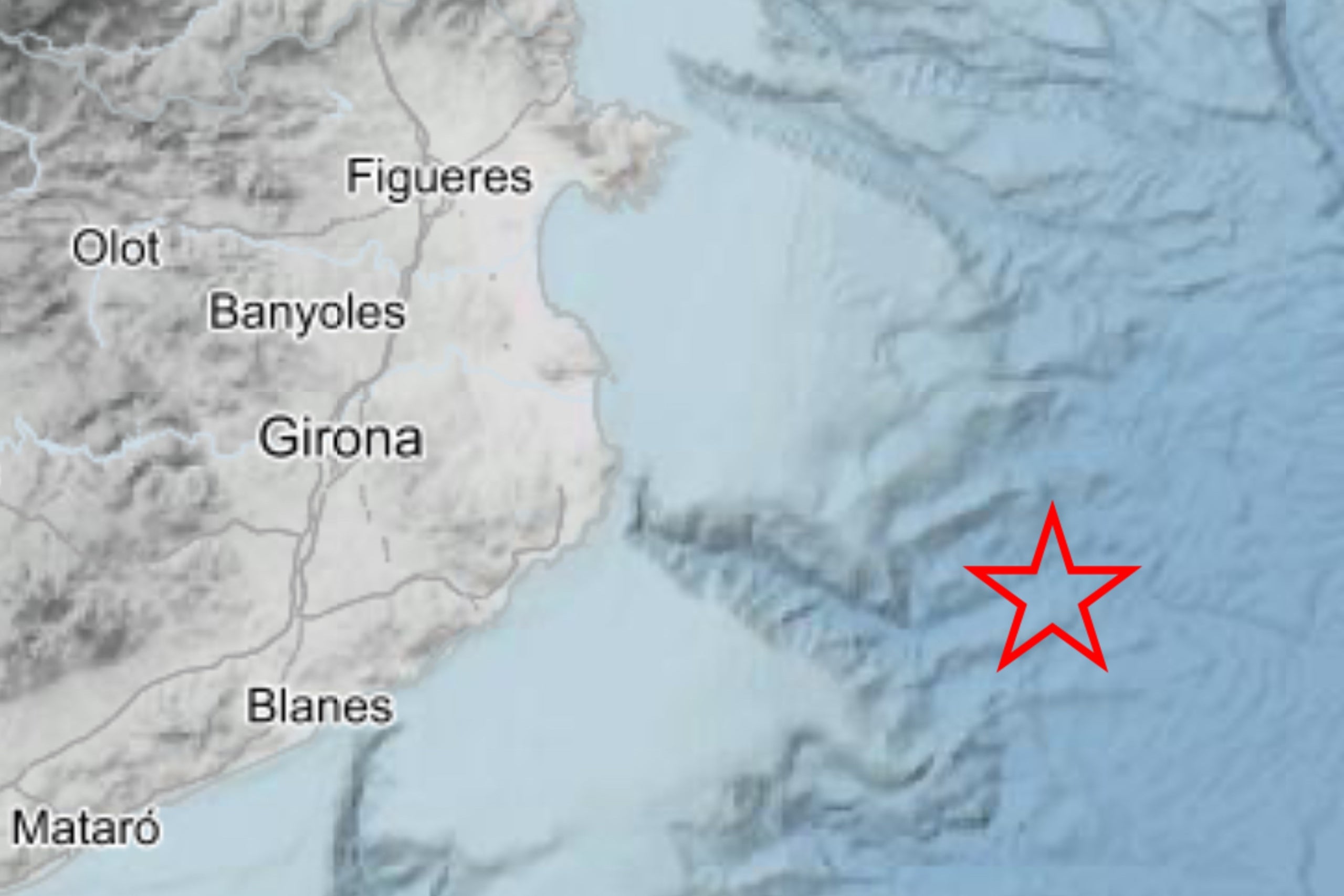 L'epicentre del terratrèmol que ha sacsejat la Costa Brava
| Imatge cedida a l'ACN per l’Instituto Geográfico Nacional