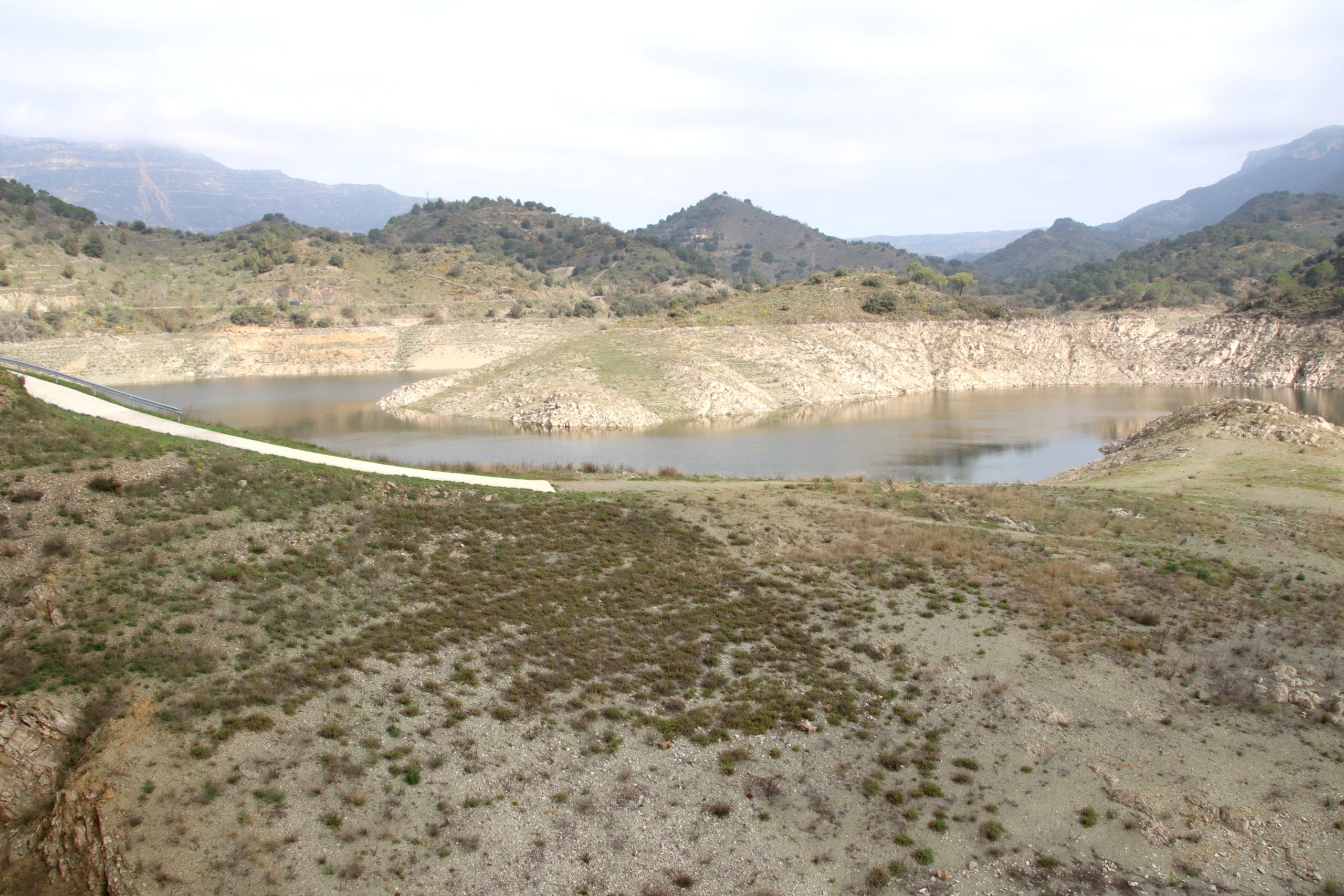 Aspecte del pantà de Siurana (Priorat), aquest dijous, al 22% de la seva capacitat | Eloi Tost (ACN)