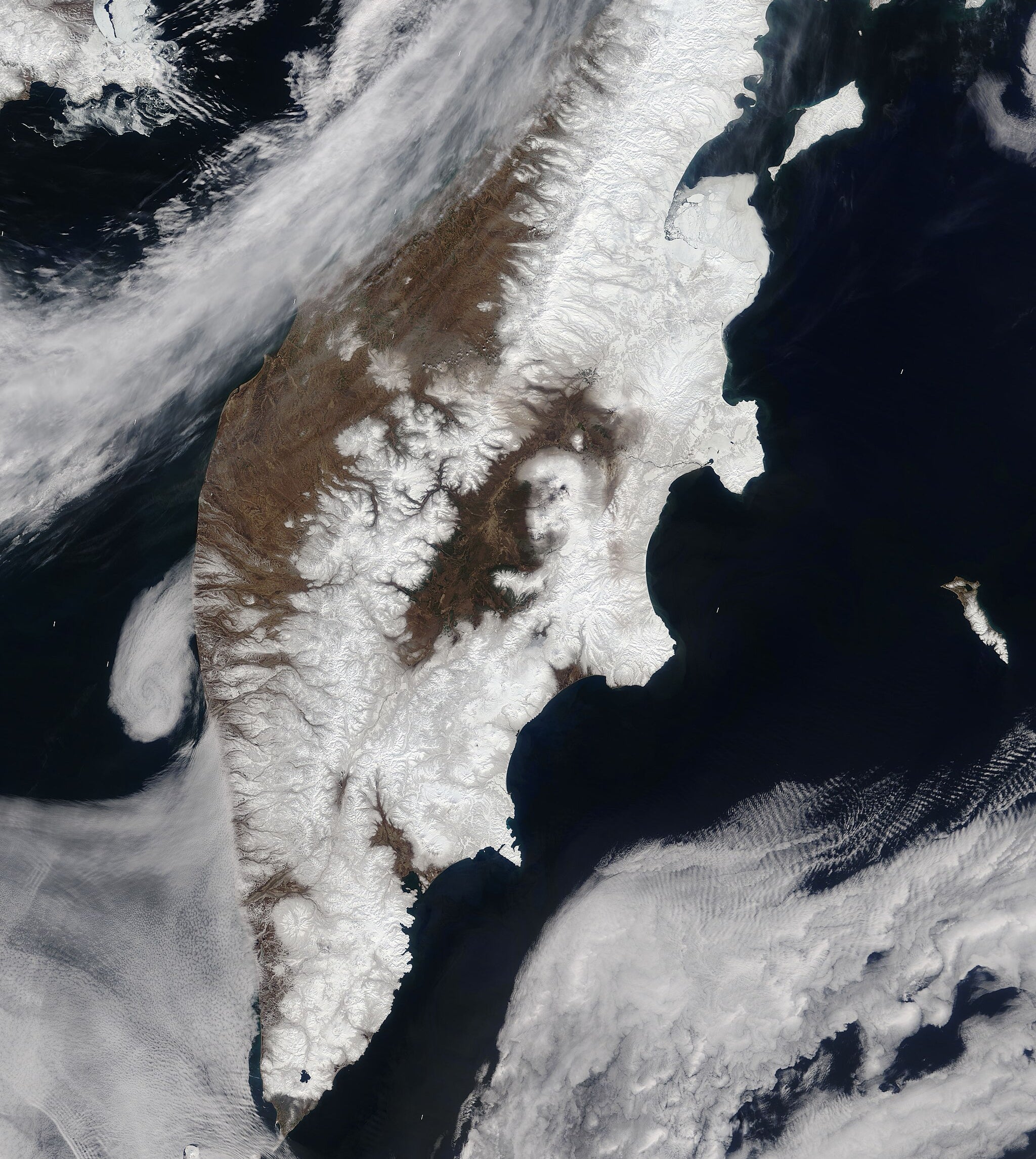 Imatge de la península de Kamchatka | NASA, MODIS / LANCE