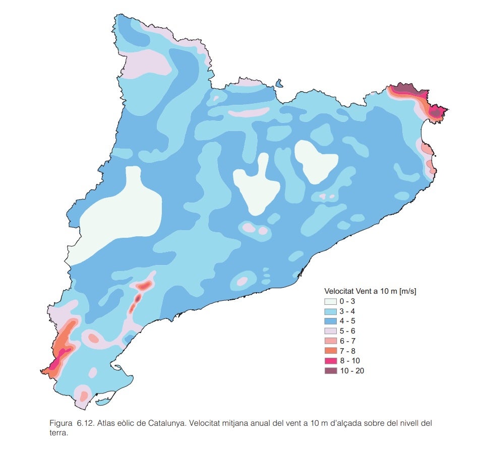 Mapa del vent de Catalunya