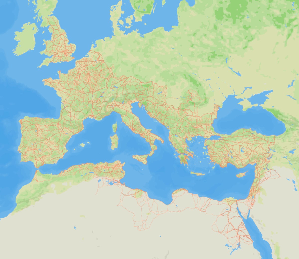 La xarxa de vies romanes, estesa des de Britànnia fins a l'Arabia Pétrea | Itiner-e